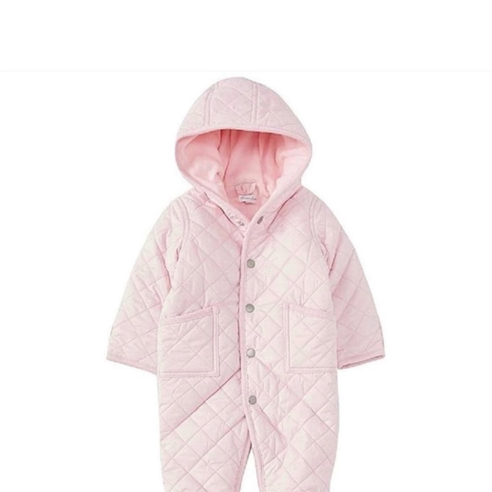 Pink Quilted Hooded Baby Snowsuit Ralph Lauren Bunting EUC